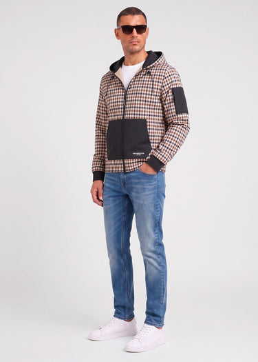 Aquascutum Vesten Check full zip stretch fleece - black