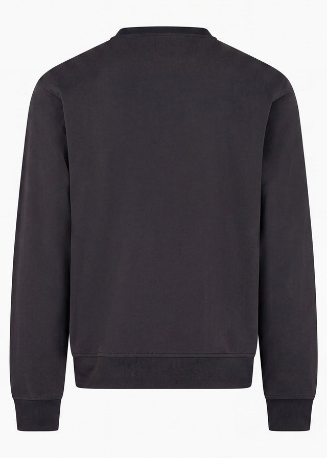 Aquascutum Truien Check shoulder crewneck fleece - black