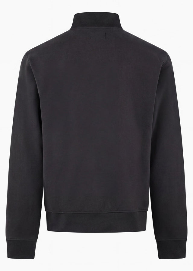 Aquascutum Truien Check shoulder quarter zip fleece - black
