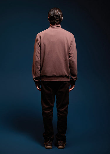 Aquascutum Truien Check shoulder quarter zip fleece - chocolate