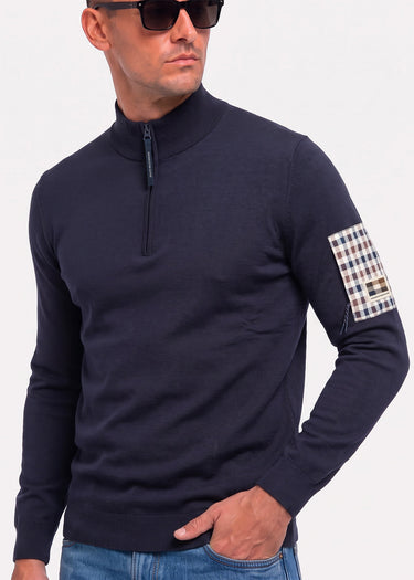 Aquascutum Truien Quarter zip tech sweater - navy