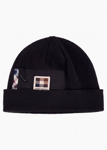 Aquascutum Mutsen Nylon pocket beanie - black