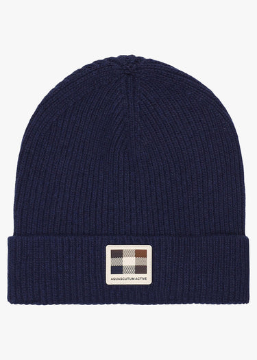 Aquascutum Mutsen Rubber patch beanie - navy