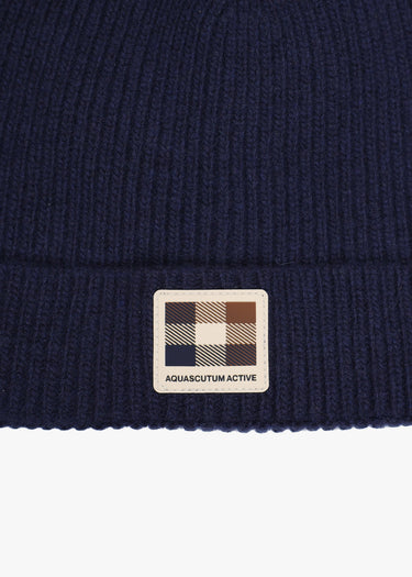 Aquascutum Mutsen Rubber patch beanie - navy