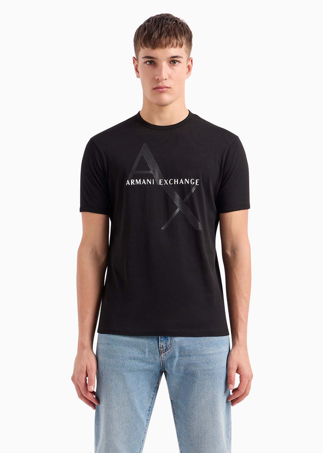 Armani Exchange T-shirts Diagonal logo t-shirt - black
