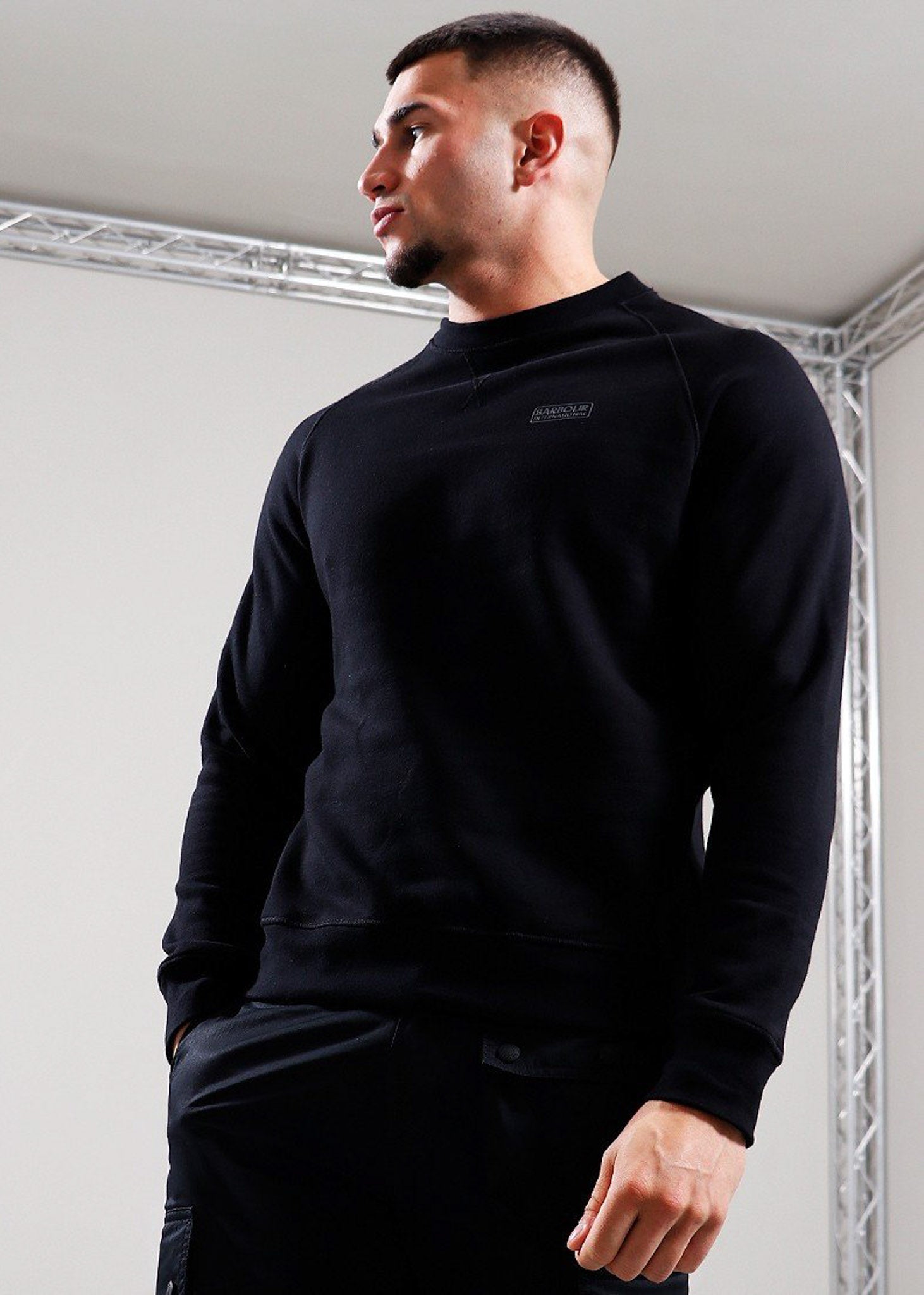 Barbour International Truien Essential crew neck sweat - black pewter