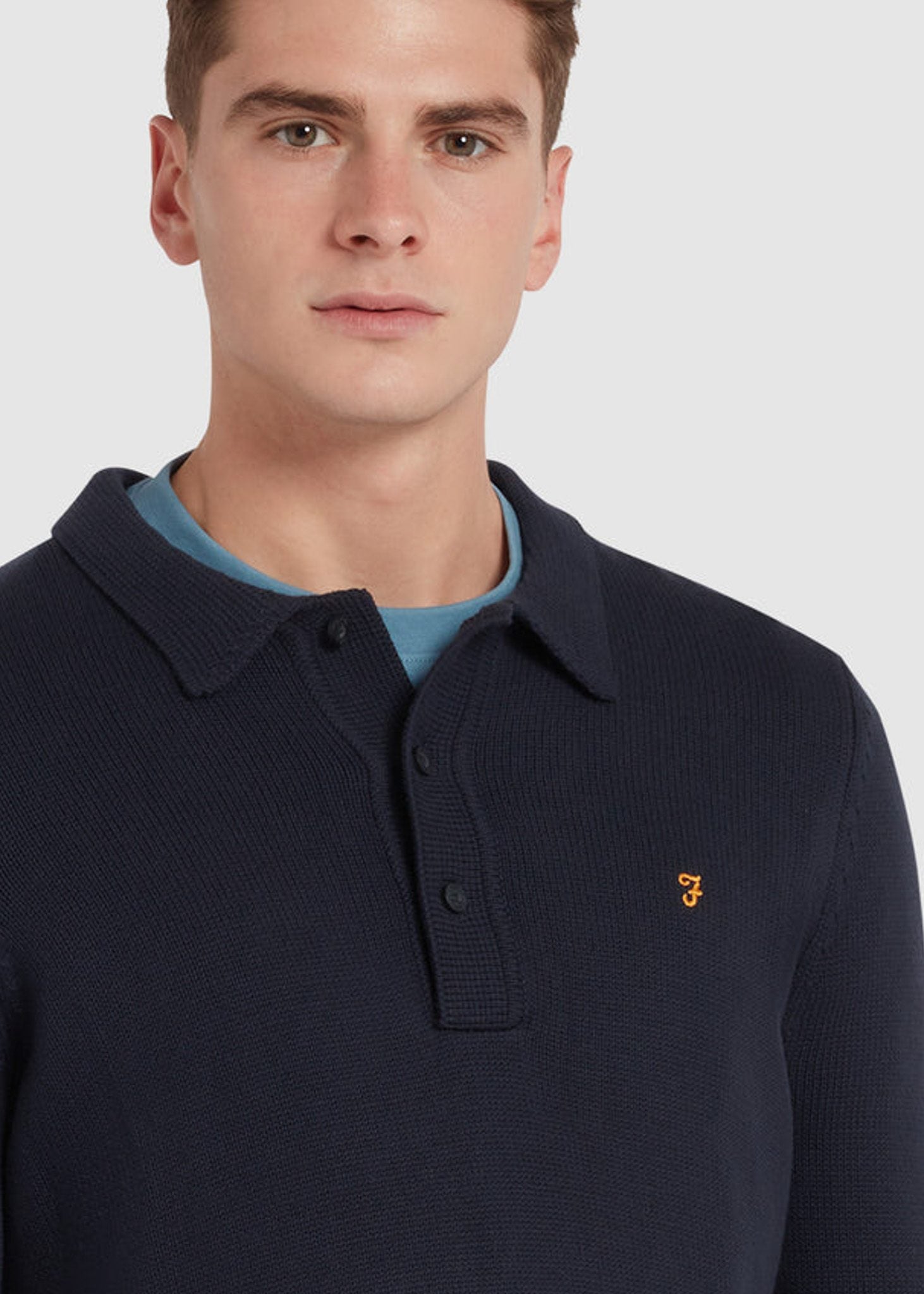 Farah Polo's  Sweater hamlet knit ls polo - true navy 