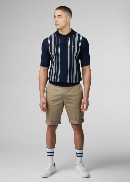 Ben Sherman Polo's  Crickle cotton stripe polo - dark navy 