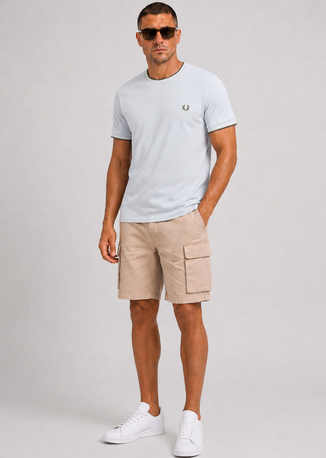 Fred Perry T-shirts Twin tipped t-shirt - dusky blue ecru laurel wreath green