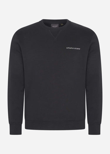 Lyle & Scott Truien Loopback embroidered crew neck sweatshirt - jet black white