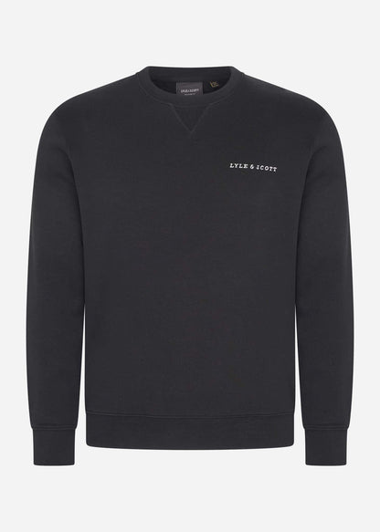 Lyle & Scott Truien Loopback embroidered crew neck sweatshirt - jet black white