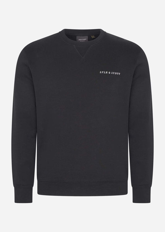 Lyle & Scott Truien Loopback embroidered crew neck sweatshirt - jet black white