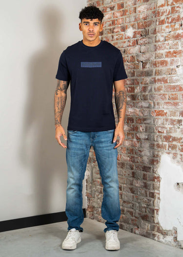 Napapijri T-shirts S box logo SS 1 - blu marine