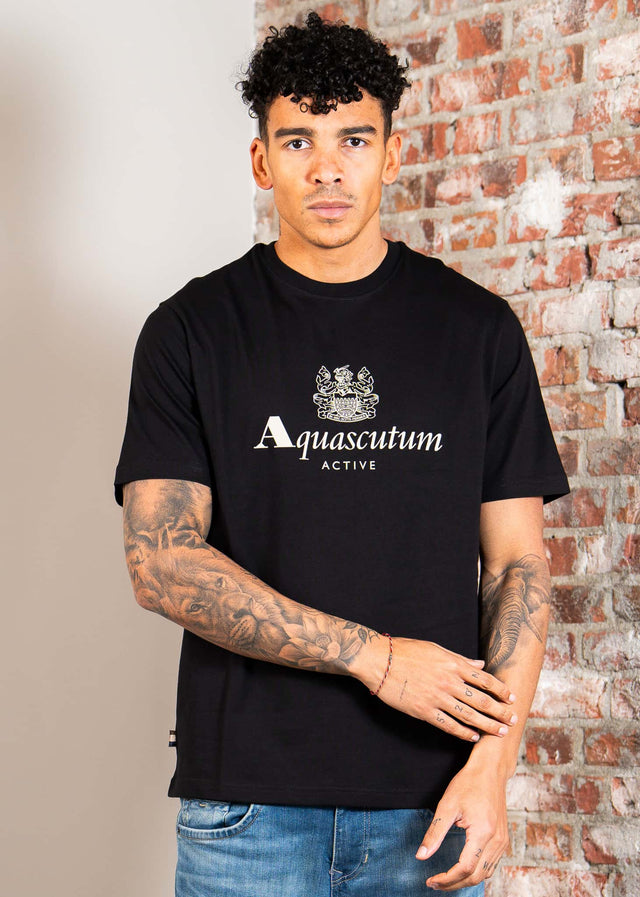 Aquascutum T-shirts Big logo t-shirt - black
