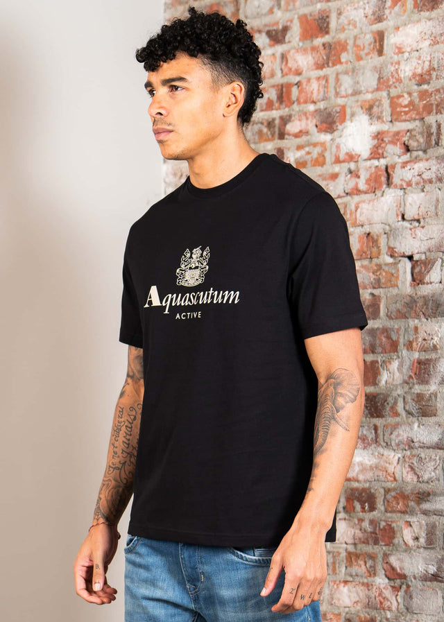Aquascutum T-shirts Big logo t-shirt - black