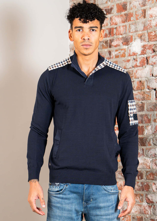Aquascutum Truien Lamina pocket mockneck - navy