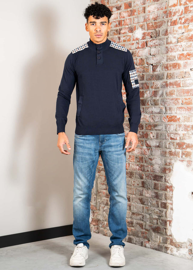 Aquascutum Truien Lamina pocket mockneck - navy