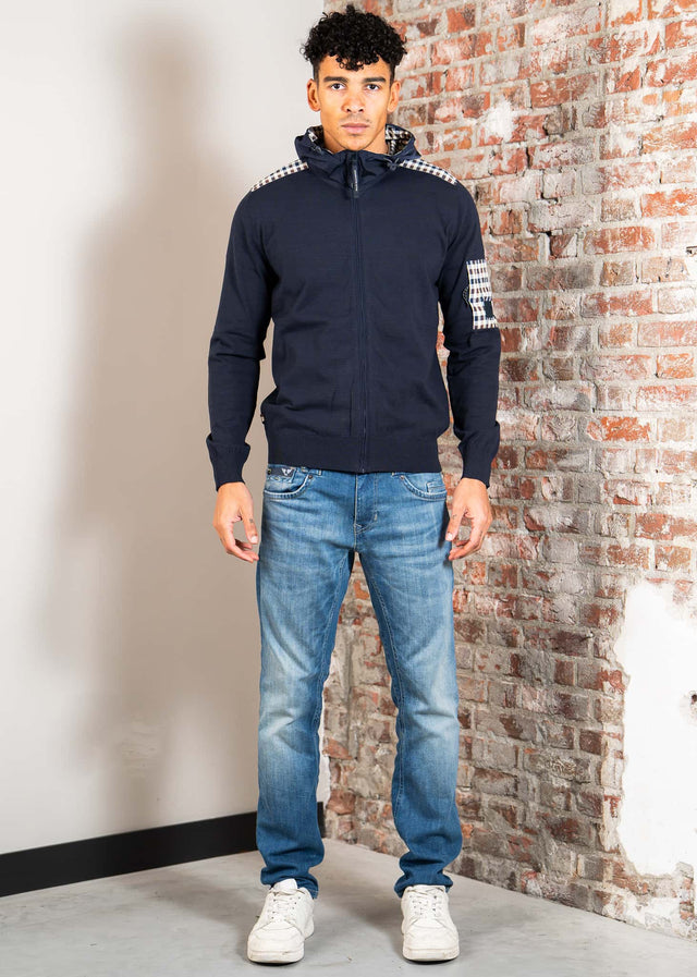Aquascutum Vesten Lamina pocket fz hoodie - navy