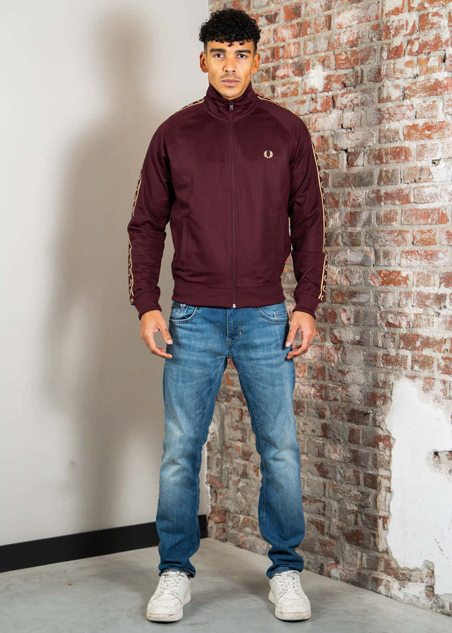 Fred Perry Vesten Contrast tape track jacket - oxblood champagne