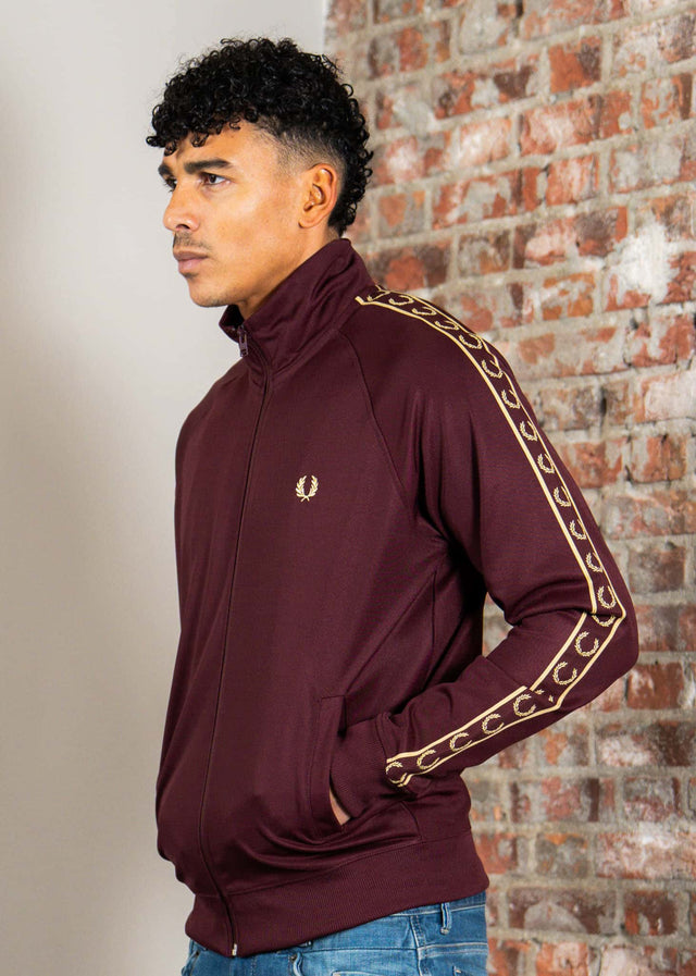 Fred Perry Vesten Contrast tape track jacket - oxblood champagne