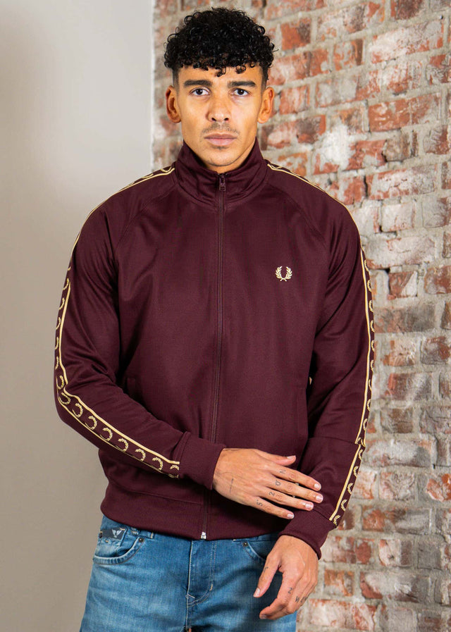 Fred Perry Vesten Contrast tape track jacket - oxblood champagne