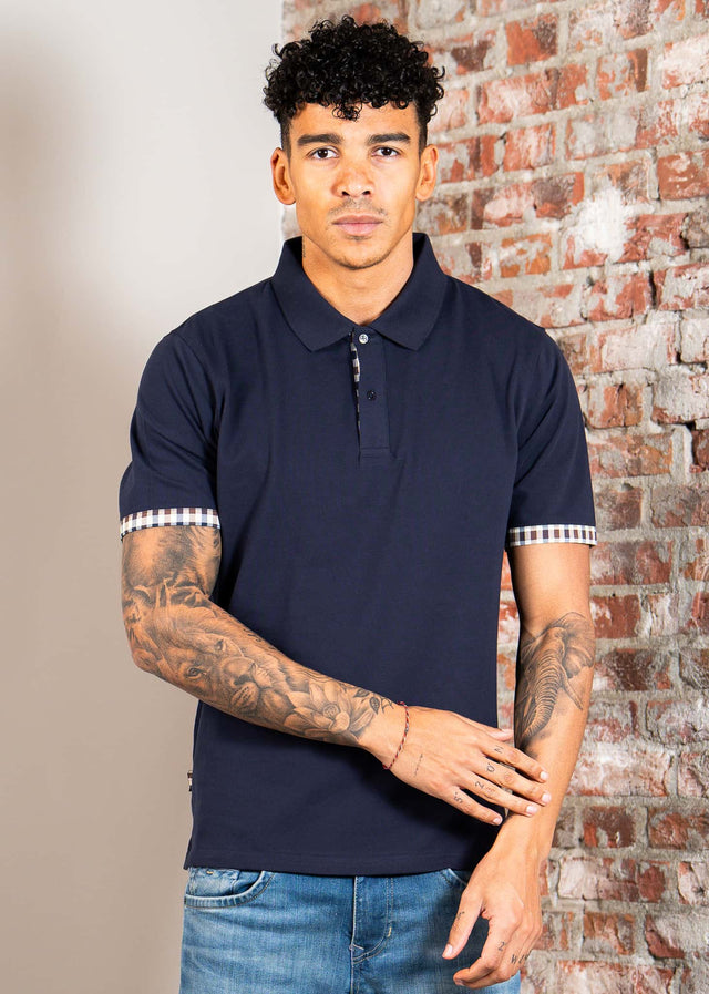 Aquascutum Polos Cc stretch piqué sleeve polo - navy