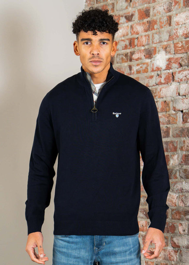 Barbour Truien Barbour lingwood compact cotton half zip sweater - navy