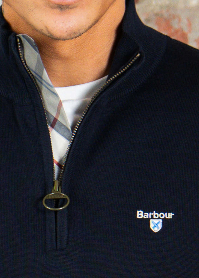 Barbour Truien Barbour lingwood compact cotton half zip sweater - navy