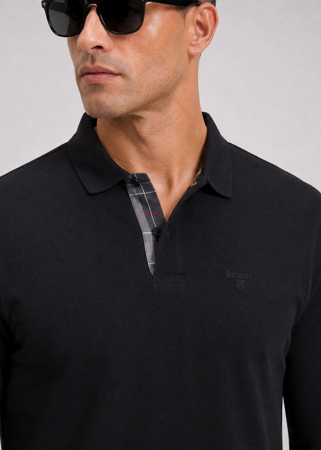 Barbour Polos Barbour essential ls tartan pique polo shirt - black