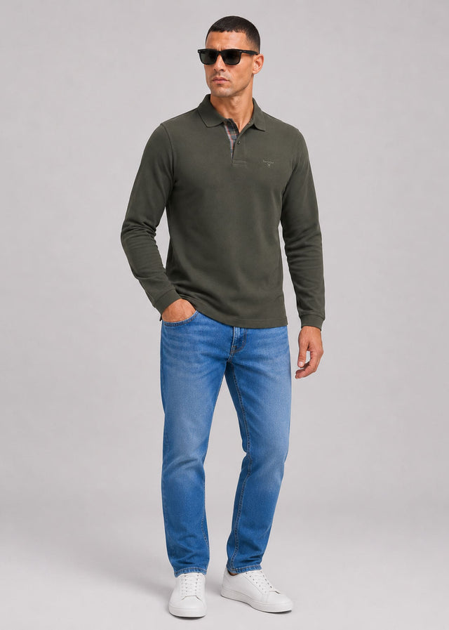Barbour Polos Barbour essential ls tartan pique polo shirt - forest