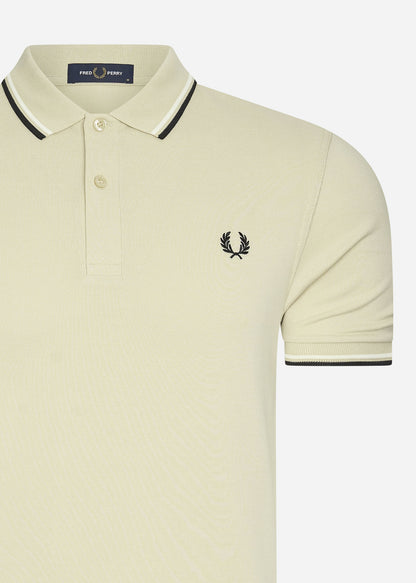 Fred Perry Polo's  Twin tipped fred perry shirt - oatmeal ecru blk 