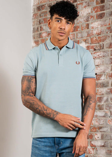 Fred Perry Polo's Twin tipped fred perry polo shirt- Silver Blue Tennis Blue Cinnamon