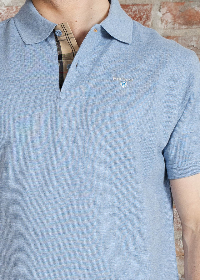 Barbour Polos Barbour tartan pique polo shirt - sky marl