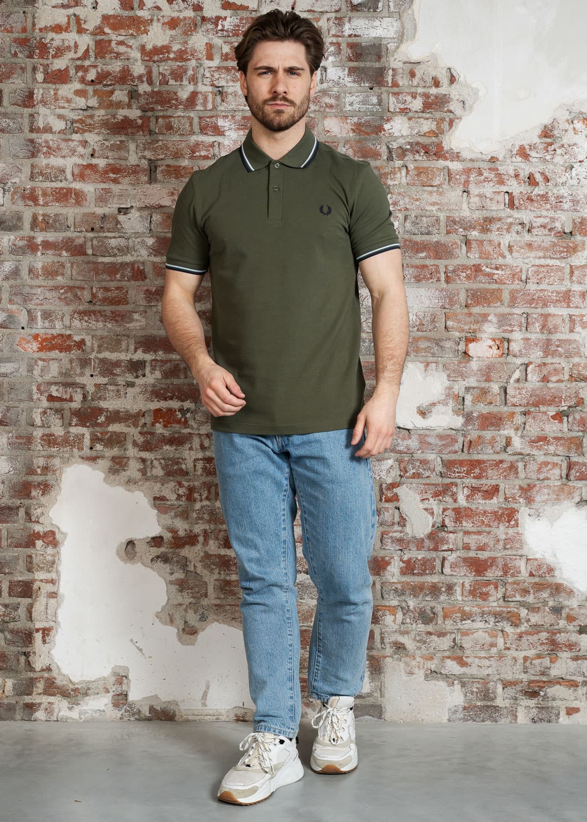 Fred Perry Polo's Twin tipped fred perry polo shirt- Laurel Wreath Green Light Ice