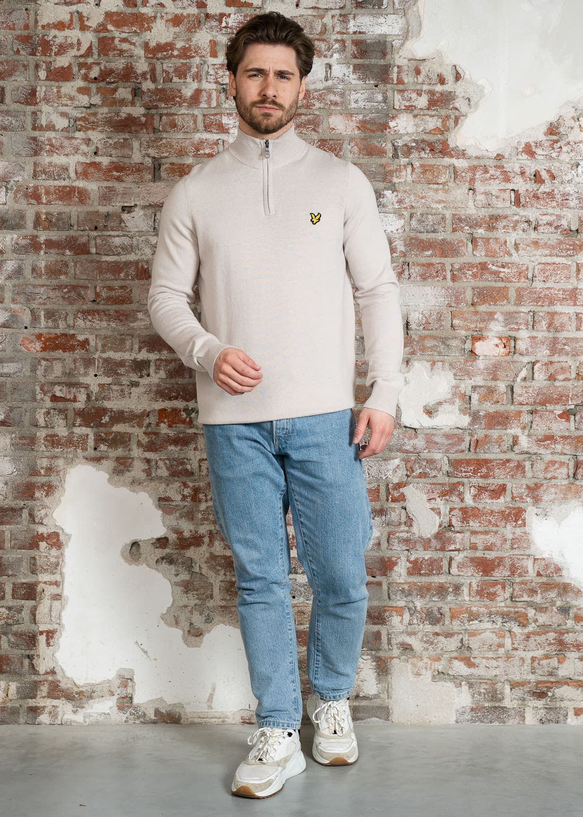 Lyle & Scott Truien Cotton merino quarter zip jumper - cove