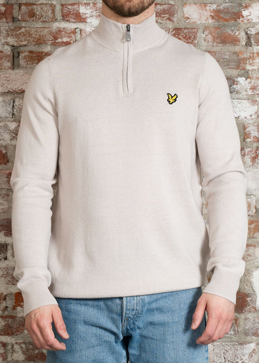 Lyle & Scott Truien Cotton merino quarter zip jumper - cove