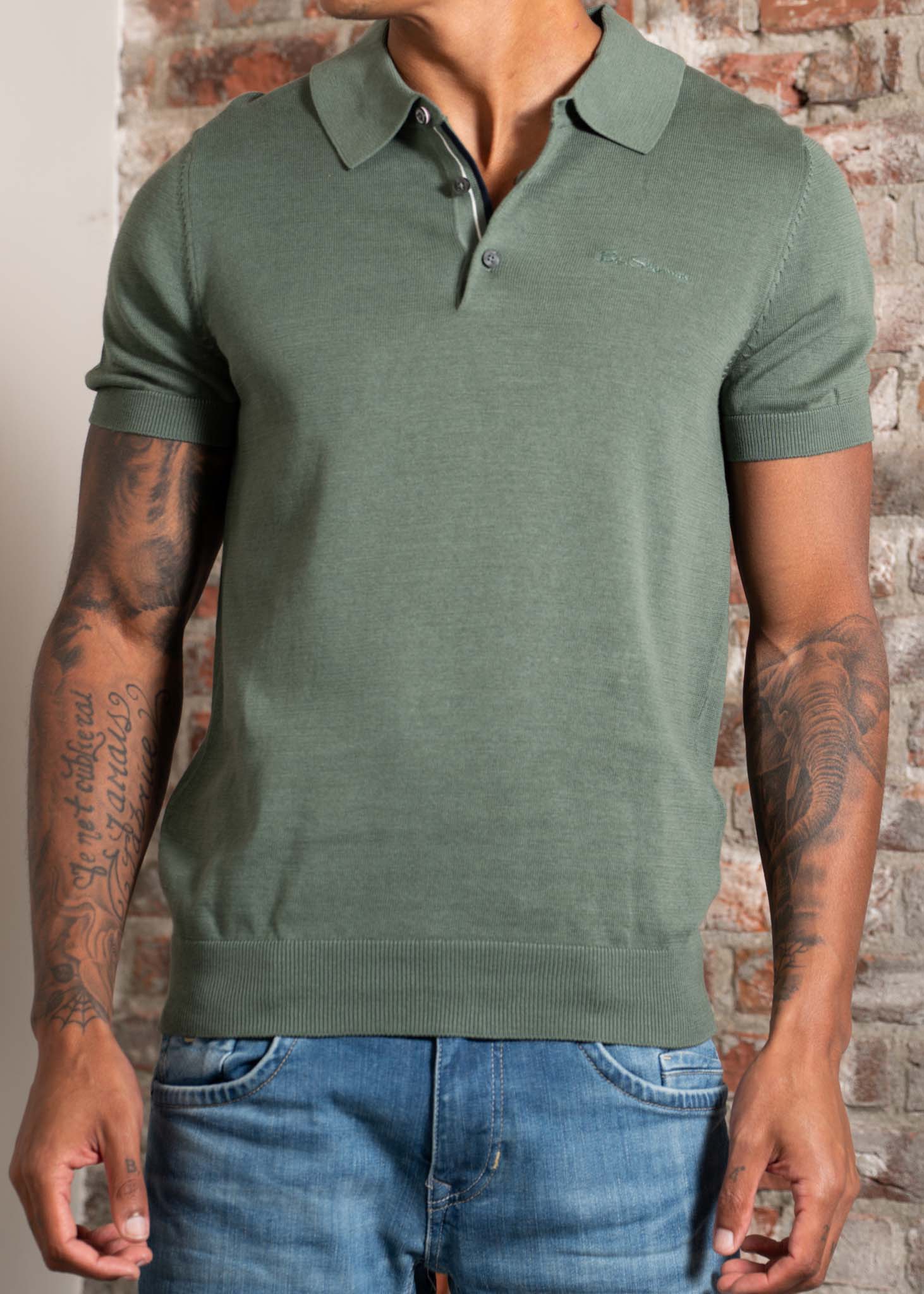 Ben Sherman Polo's Signature ss polo - olive