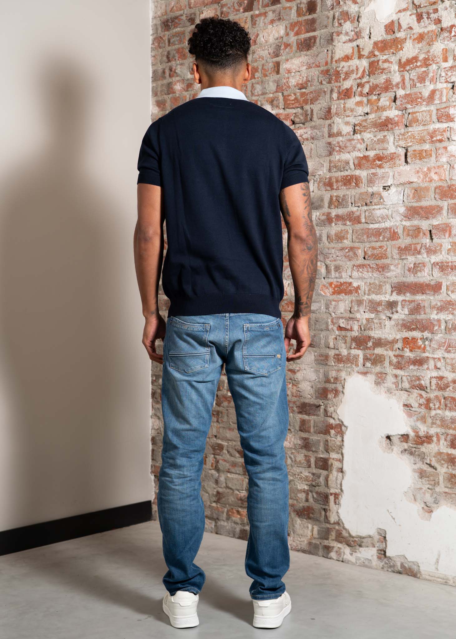 Ben Sherman Polo's Textured block stripe polo - dark navy