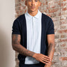 Ben Sherman Polo's Textured block stripe polo - dark navy