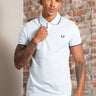 Fred Perry Polo's Twin tipped fred perry polo shirt-Light Ice Snow White Tennisblue