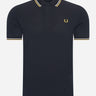 Fred Perry Polo's  Twin tipped fred perry shirt - navy ecru honeycomb 