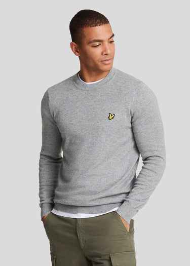 Lyle & Scott Truien Cotton merino crew neck jumper - mid grey marl