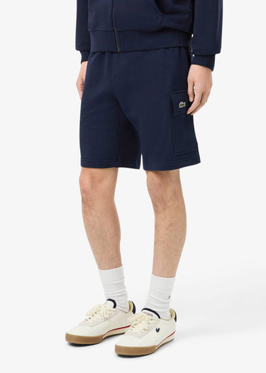 Lacoste Korte Broeken Regular fit fleece shorts - navy blue