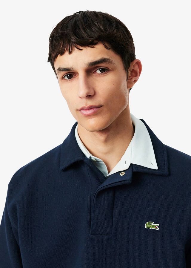 Lacoste Truien Polo collar double face pique sweatshirt - navy blue