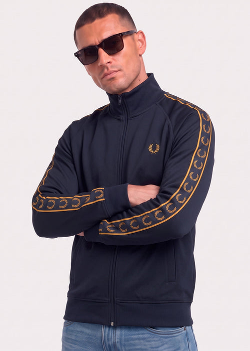 Contrast tape track jacket - navy