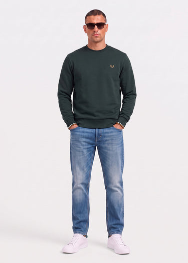 Fred Perry Truien Crew neck sweatshirt - night green dusky blue dark caramel