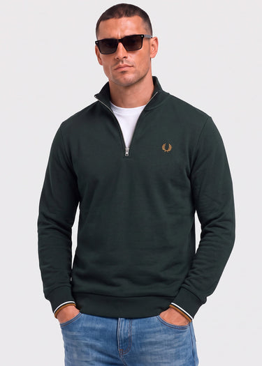 Fred Perry Truien Half zip sweatshirt - night green dusky blue dark caramel