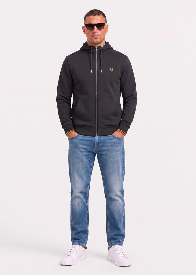Fred Perry Vesten Hooded zip through sweatshirt - anchor grey golden