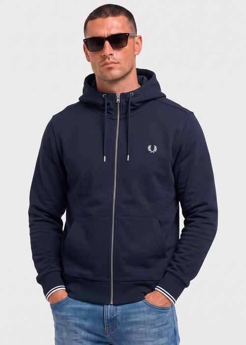 Hooded zip through sweatshirt - navy