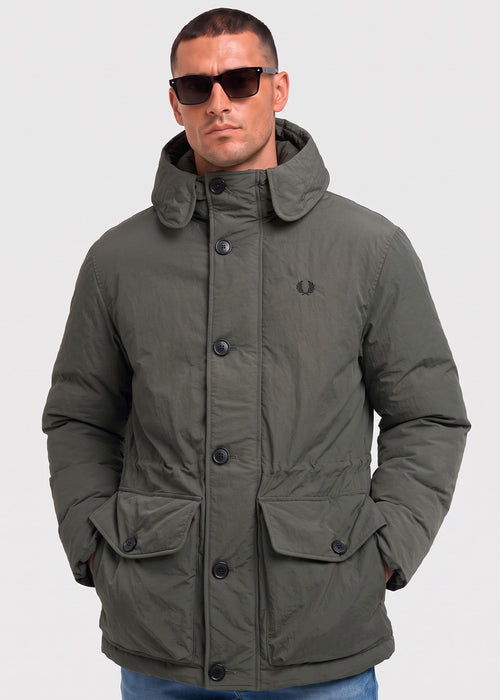Padded patch pocket parka - field green